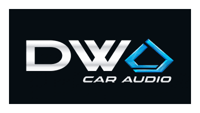 Logo featuring the text "DWO CAR AUDIO" with a stylized blue geometric shape.