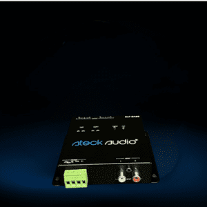 A black box with some blue lights on it