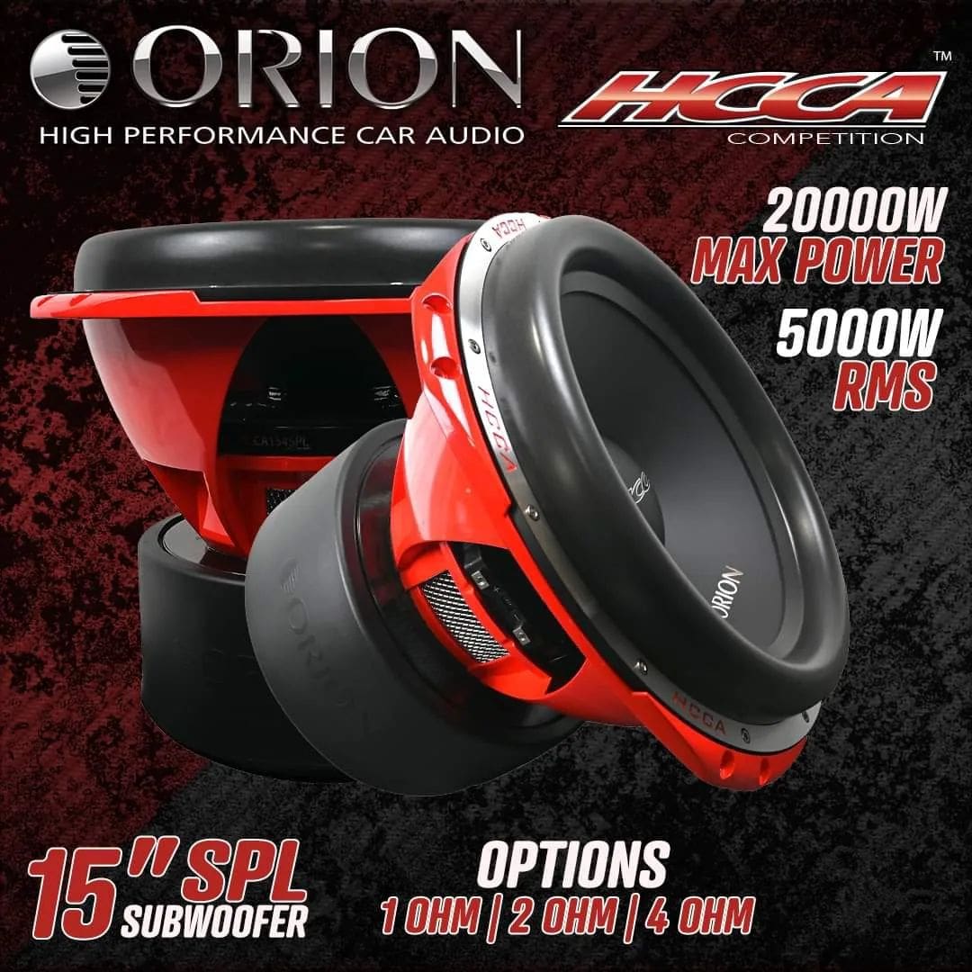 A red and black box with the words orion high performance car audio