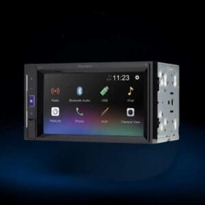 Car stereo display with various features.