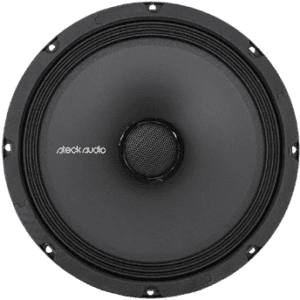 Black speaker with central mesh grille.