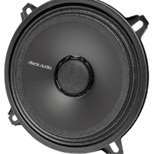 Black car speaker with mesh center.