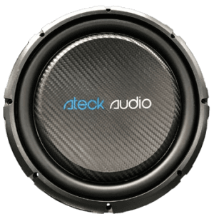 Audio speaker with carbon fiber design.