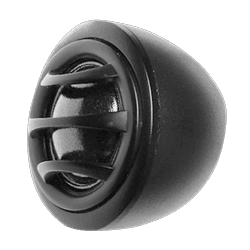 Black speaker cone with a round design.