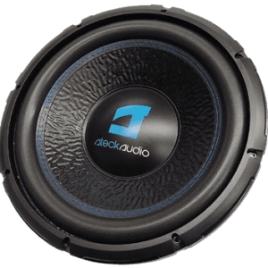 Black subwoofer with brand logo.