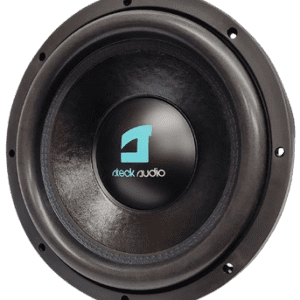 Black speaker with Steck Audio logo.