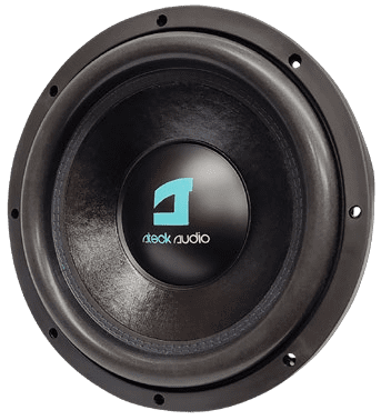 Black speaker with Steck Audio logo.