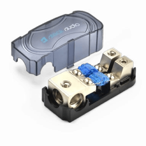 Audio fuse holder with protective cover.